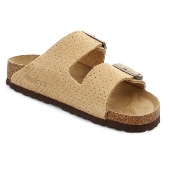 Birkenstock Men's Arizona Suede Embossed Sandals Size 10 Beige Flip Flops NWT - Picture 5 of 16